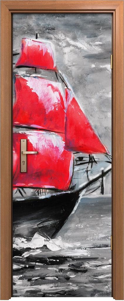 Türposter 70x200 cm Türaufkleber Türtapete Türfolie Klebefolie Deko Segel Boote rot Wasser Himmel