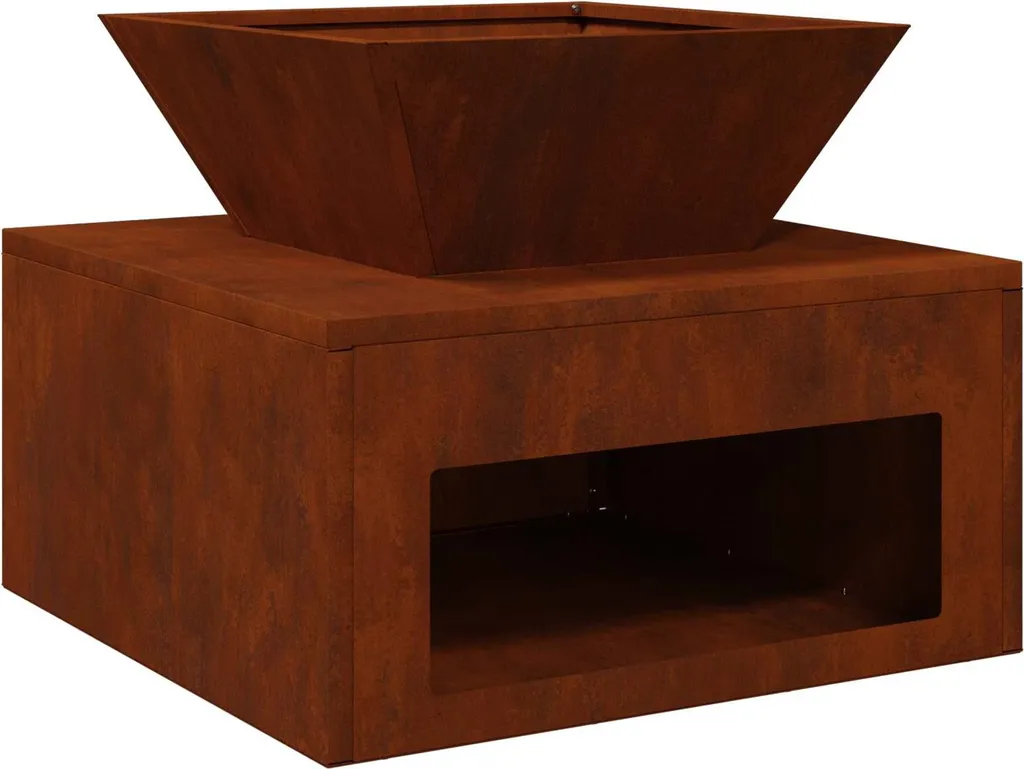 Braciere Rusty 50x50x40 in Acciaio - Focolare Rustico da Giardino