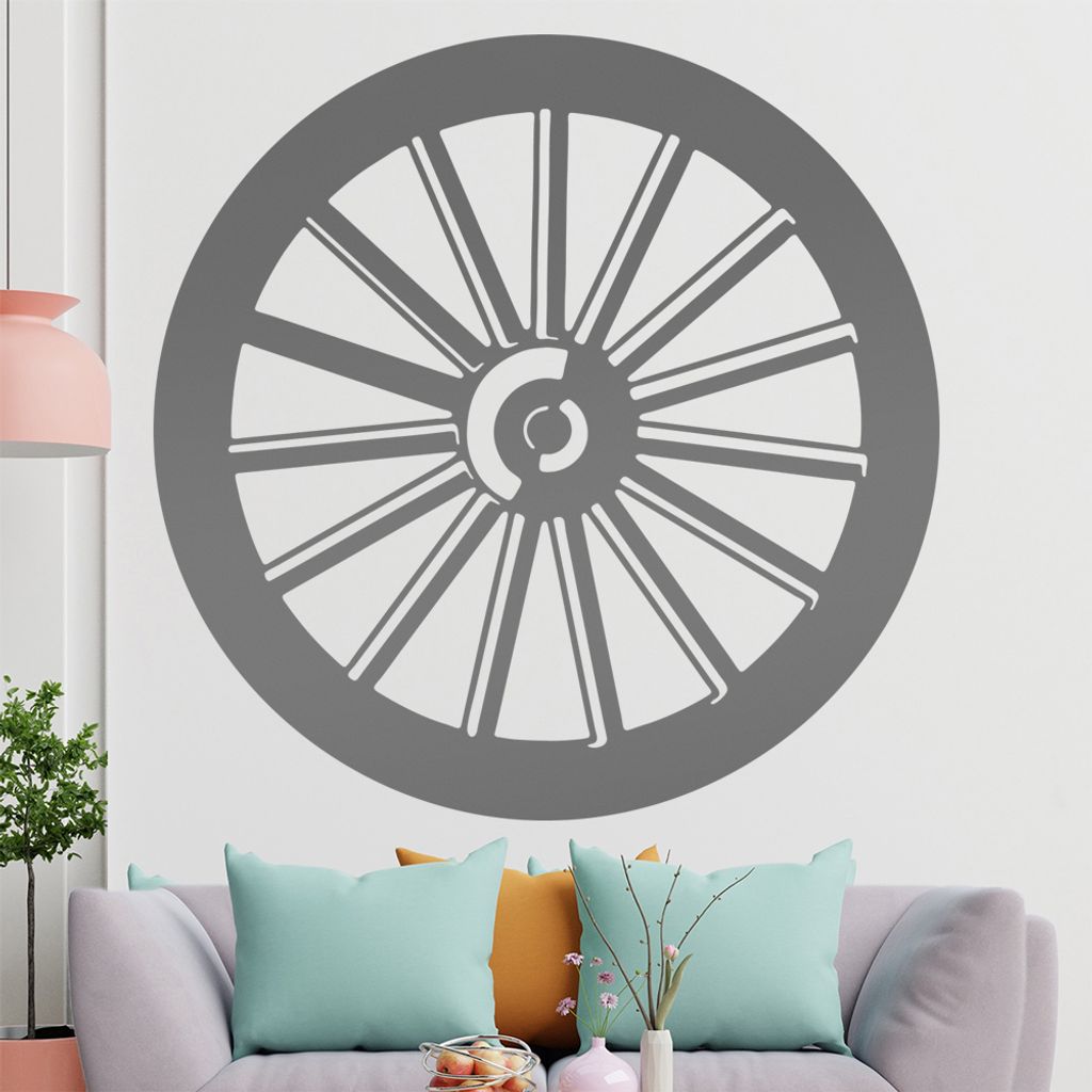 KIWISTAR Wagenrad - Holz Modell Gummi Wagen Wandtattoo in 6 Größen - Wandaufkleber Wall Sticker - Dekoration, Küche, Wohnzimmer, Schlafzimmer, B...