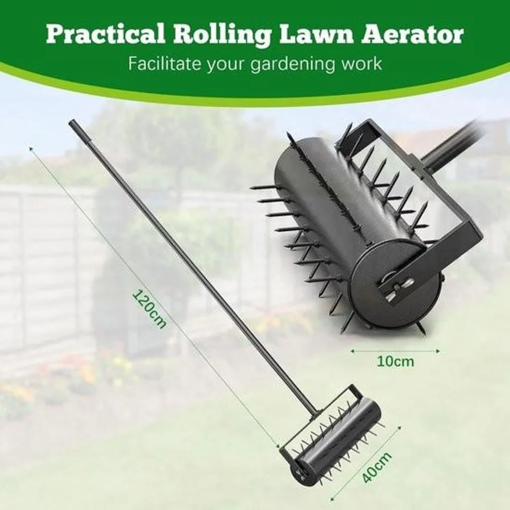 Améliorer l'aération du gazon - Prick Roller noir pour jardin et herbe
