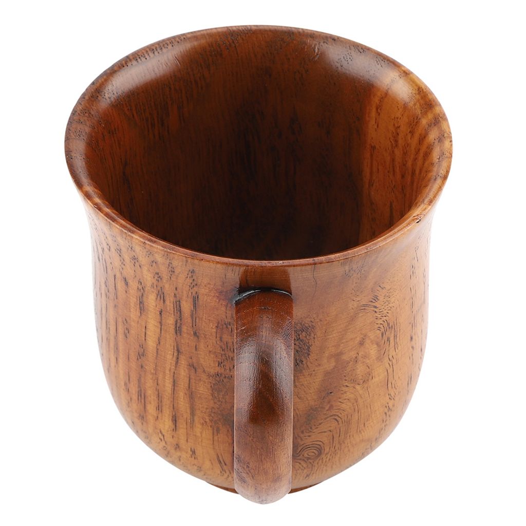 Tazza In Legno Naturale 170 Ml – Gomma, Manico Con Doppio Foro, Per Caffè, Tè, Latte, Ideale Per Campeggio E Regalo