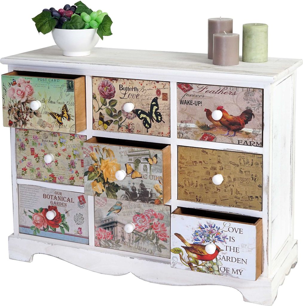 Komoda Venlo, styl shabby, vintage, 9 szuflad, 60x79x30cm Zdjęcie produktu 