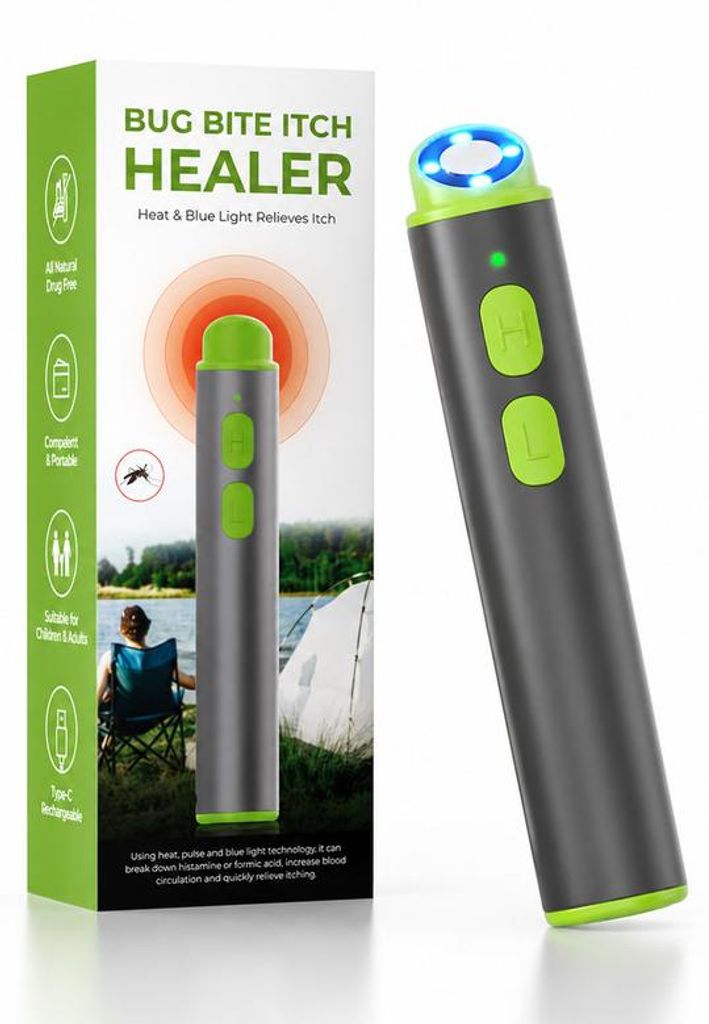 Elektrischer Stichheiler USB wiederaufladbar, Insektenstich Gerät mit Wärmeimpuls, Mückenstich Juckreiz Linderung, tragbarer Anti Juckreiz Stift...