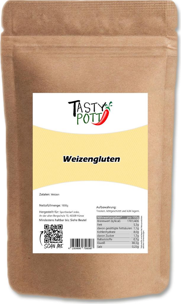 Tasty Pott Weizengluten Vital 1000g Beutel