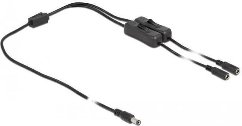 Cavo CC 5,5 x 2,1 mm, doppio con interruttore on/off, 1 m