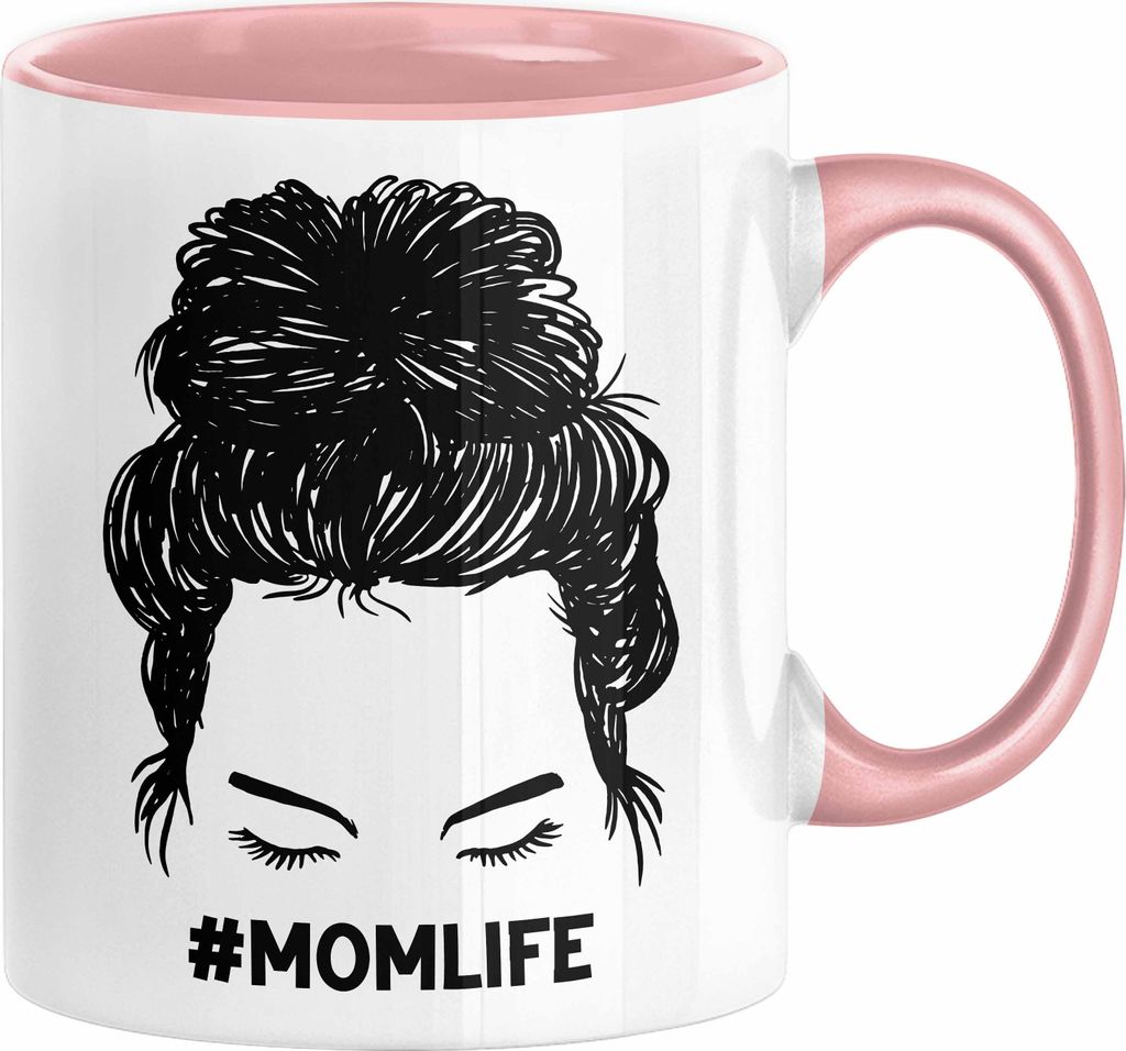 Mutter Tasse Geschenk Stress #Momlife Geschenkidee für beste Mama Muttertag Idee Mom Geschenk von Tochter an Mutter (Rosa)