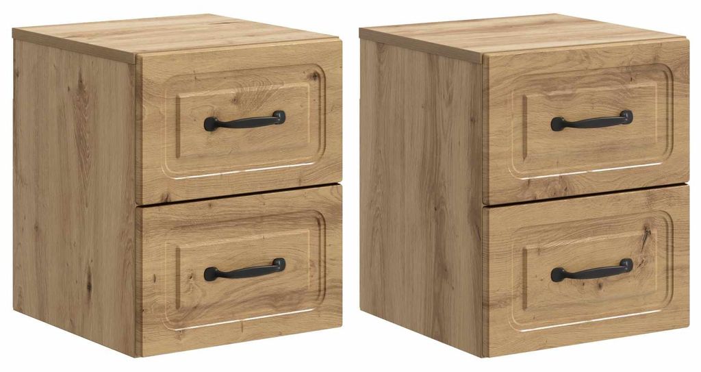 Wandmontierter Nachttisch 2 pcs Artisan-Eiche 34,5 x 33 x 40 cm