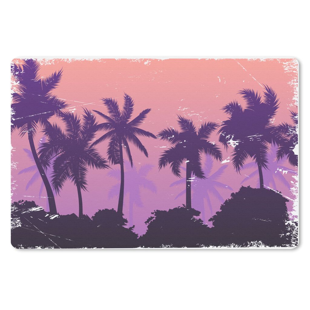 MuchoWow Schreibtischunterlage Palme - Nacht - Sommer - Zeichnung 60x40 cm - XXL Mauspad - Großes Mauspad