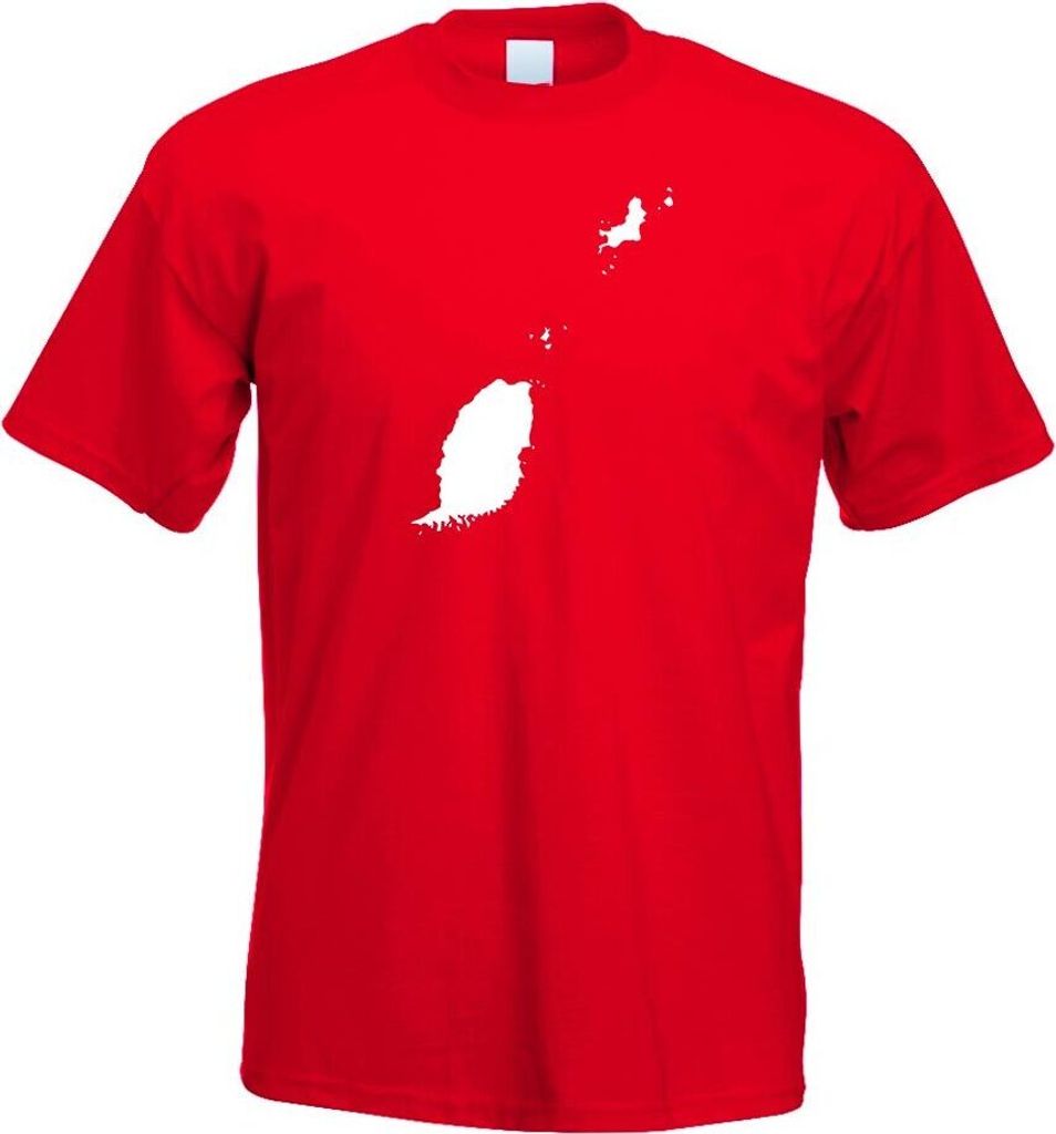 Kiwistar - T-Shirt - rot - Grenada Umriss Kontur Herren Funshirt Bedruckt Design Sprüche Spruch Motive - mit Motiv Bedruckt - Funshirt Design - Sp...
