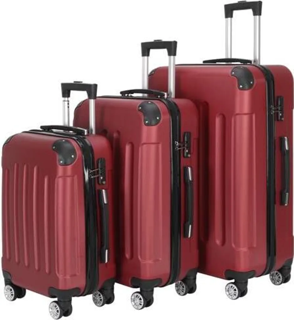Set di valigie 3 pezzi trolley da viaggio valigia rigida ABS rosso