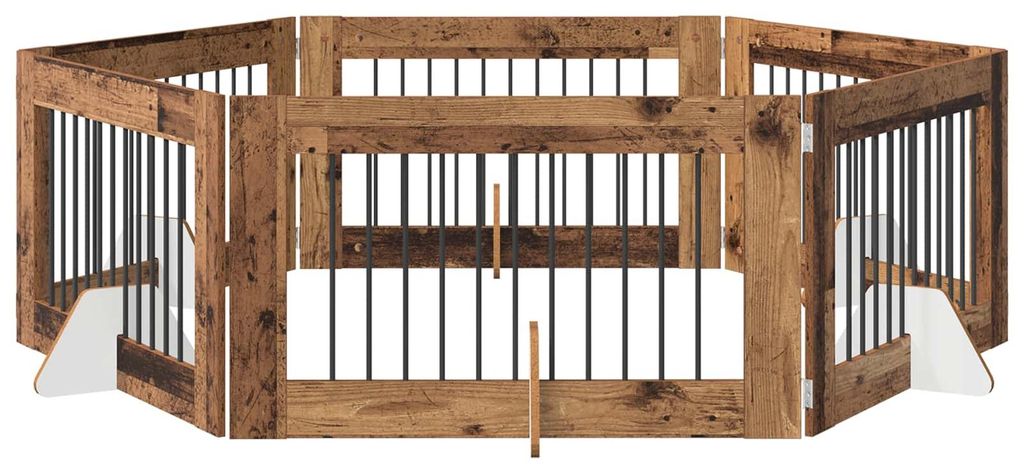 Hundetor mit Ständern 6 pcs Altholz 100 x 60 cm Holzwerkstoff
