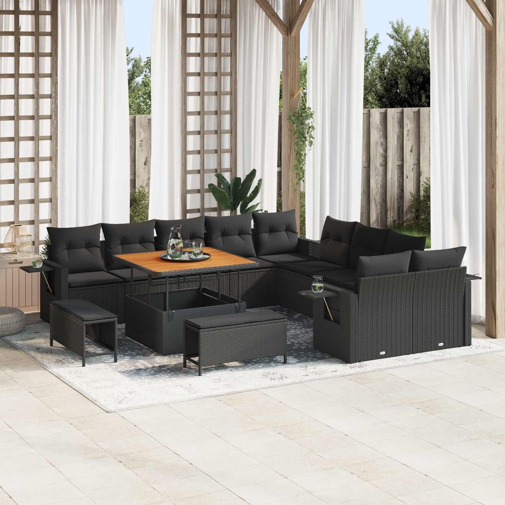 Maison Exclusive - Gartensofa-set 13 pcs Schwarz Poly-Rattan