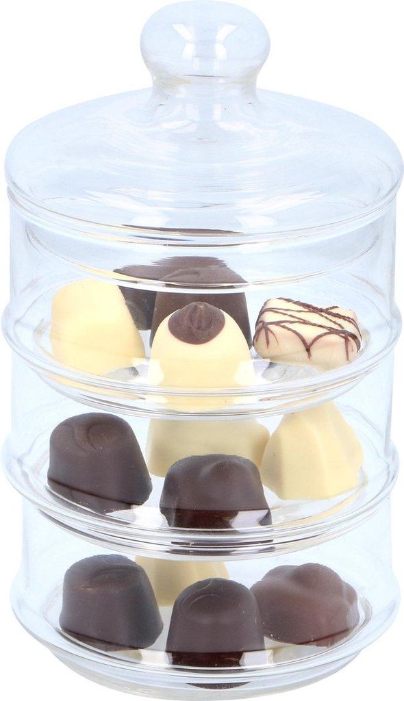 vaso di stoccaggio a 3 strati 23 x 12 cm in vetro Immagine del prodotto 
