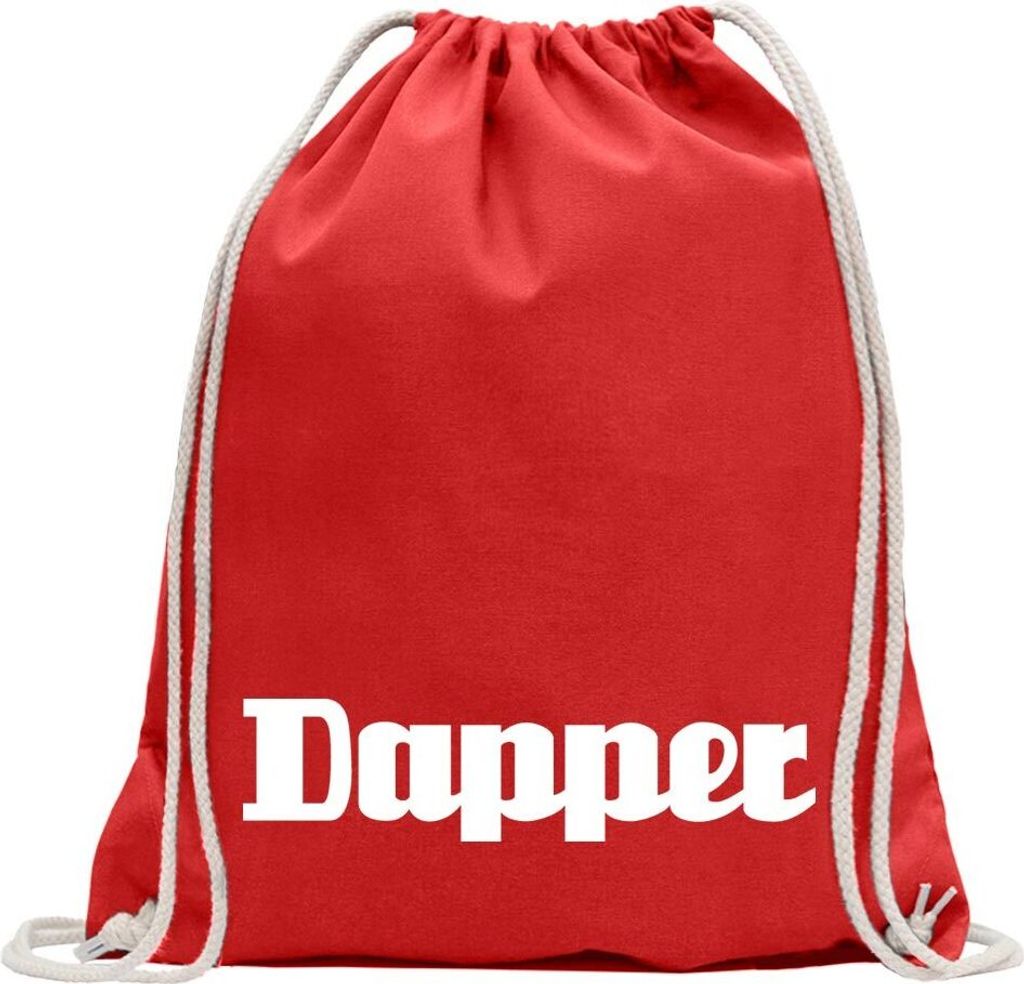 Kiwistar - Turnbeutel - rot - Dapper Design 2 - Fun Rucksack Sport Beutel Gymsack Baumwolle mit Ziehgurt