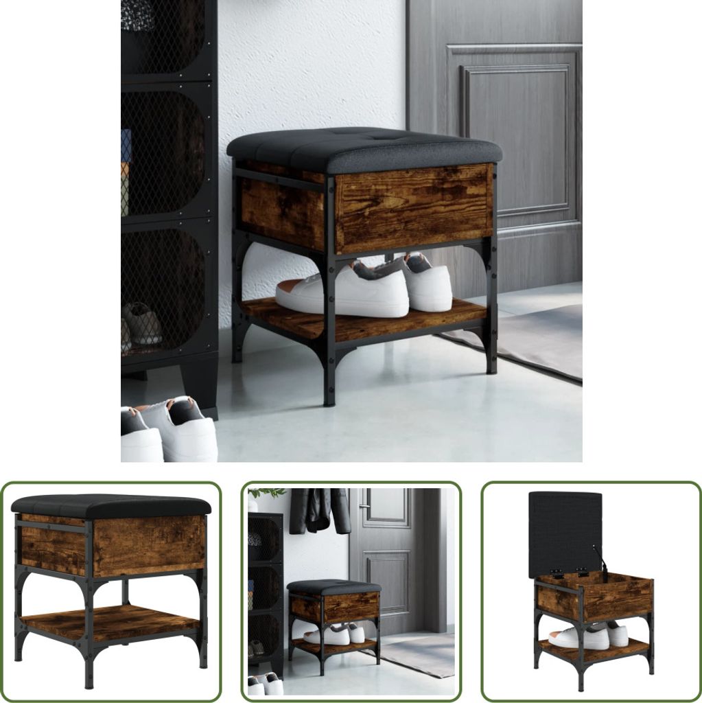 The Living Store Schuhbank Räuchereiche 42x42x45 cm Holzwerkstoff