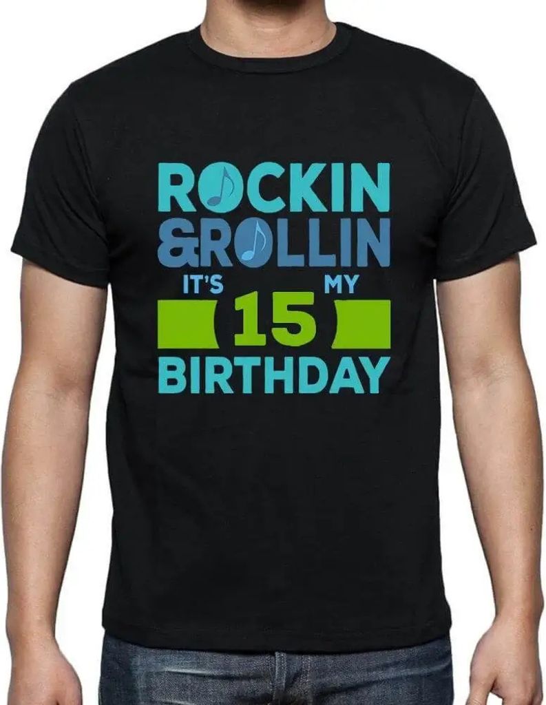 Herren Grafik T-Shirt Rockin' & rollin' es ist mein Geburtstag 15 – Rockin' & Rollin', It's My Birthday 15 – Geschenk 15. Geburtstag Jahrestag 15