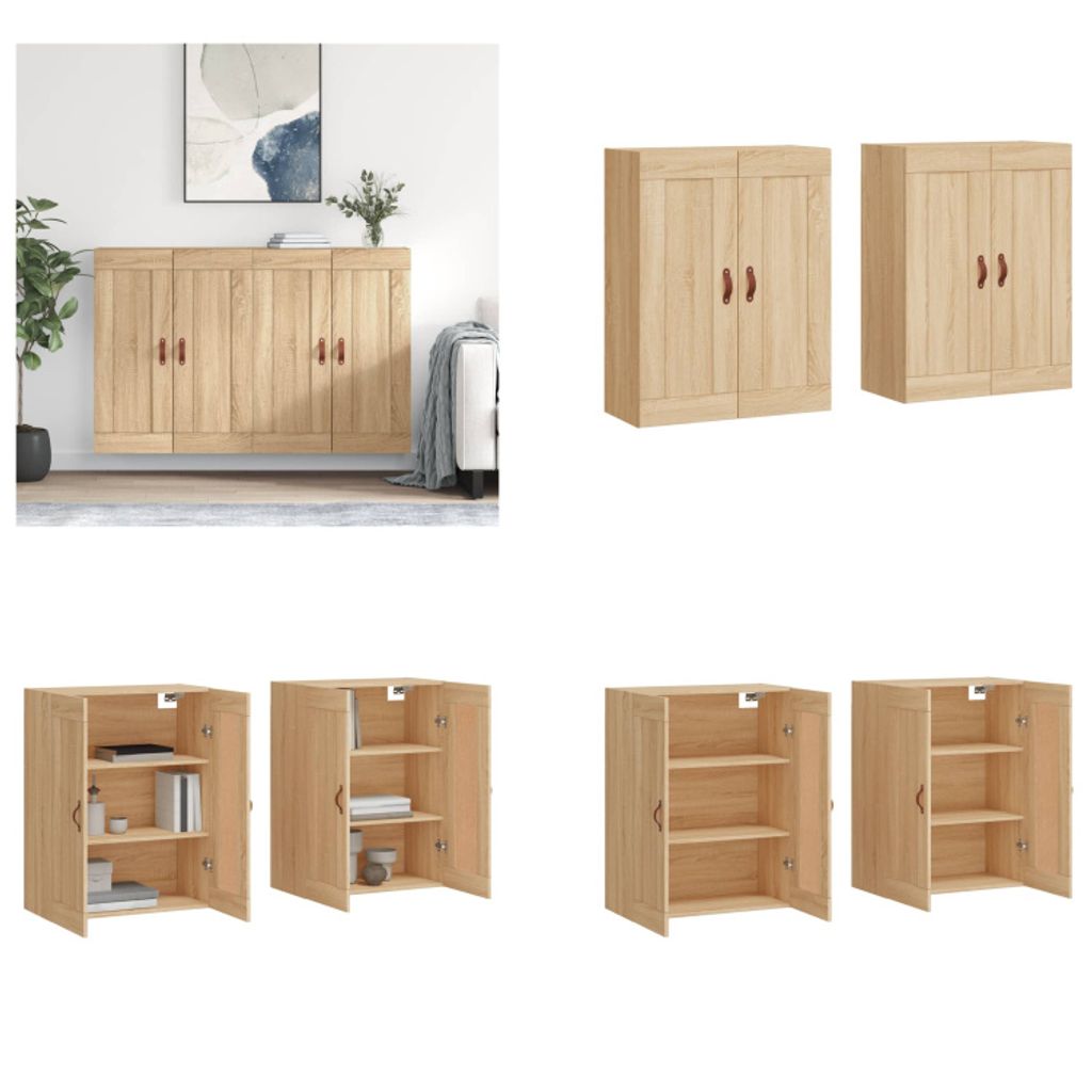 vidaXL Wandschränke 2 Stk. Sonoma Eiche Holzwerkstoff - Wandschrank - Wandschränke - Schrank - Lagerschrank