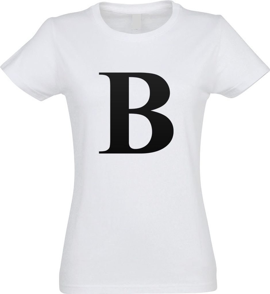 Kiwistar - T-Shirt tailliert - Damen - Weiss - Buchstabe B - Alphabet - mit Motiv Bedruckt - Funshirt Design - Sport - Freizeit - Damen - S