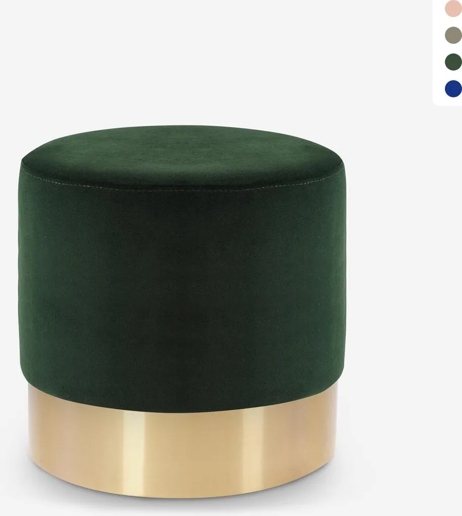 Tabouret bas rembourré Pouf en velours vert pour coiffeuse chic