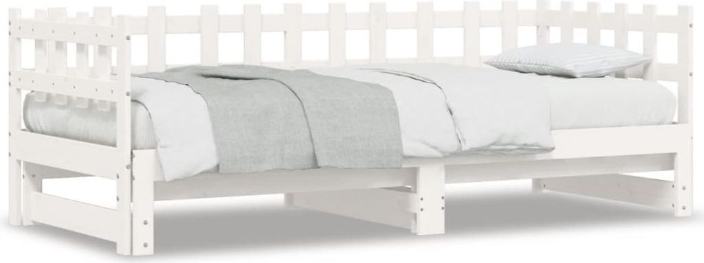Tagesbett Ausziehbar Weiß 2x(90x200) cm Massivholz Kiefer 840389