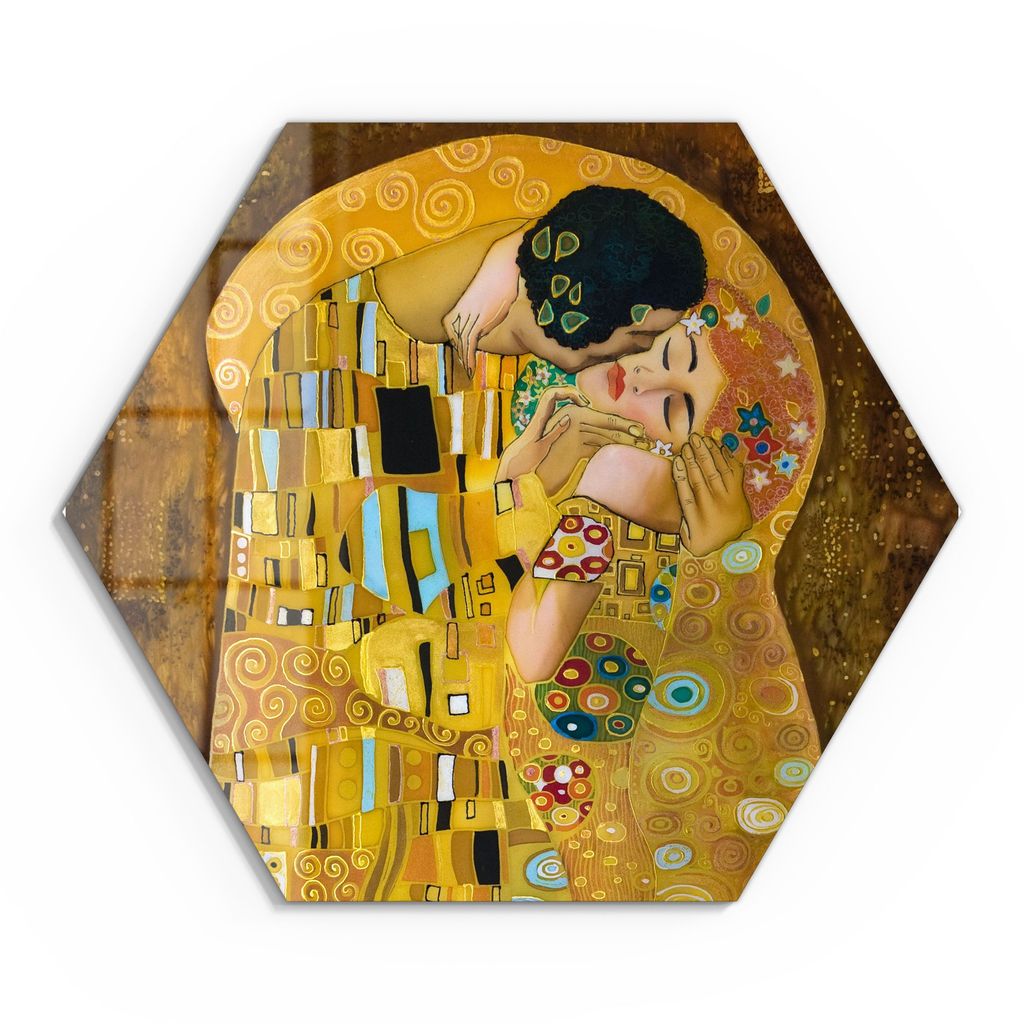 DEQORI Glasbild Echtglas 40x35 cm 'Der Kuss von Gustav Produktbild 