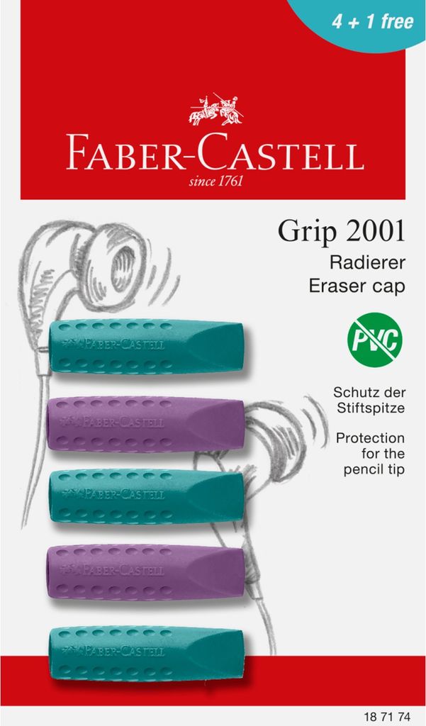 Radierer eraser cap Grip 2001 5x BK Produktbild 