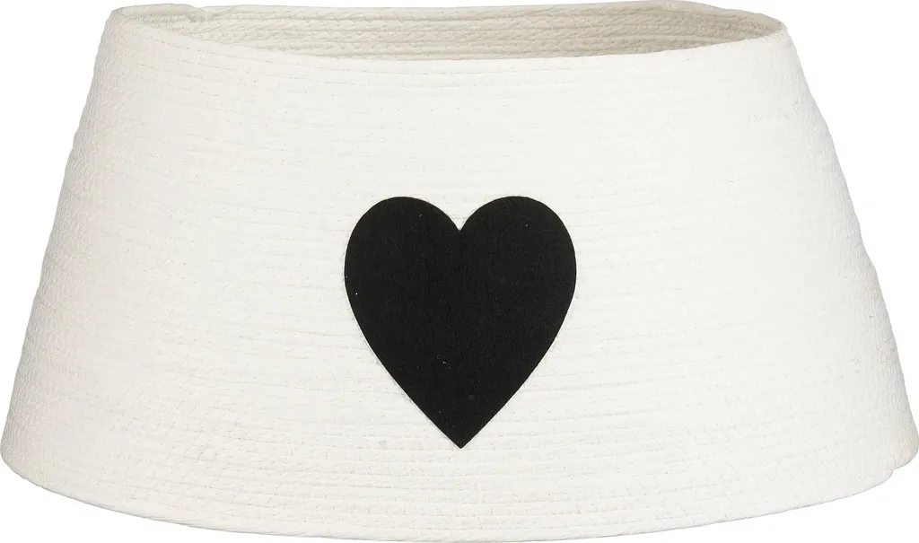Décoration pied de sapin Noël 50cm papier blanc et noir motif cœur