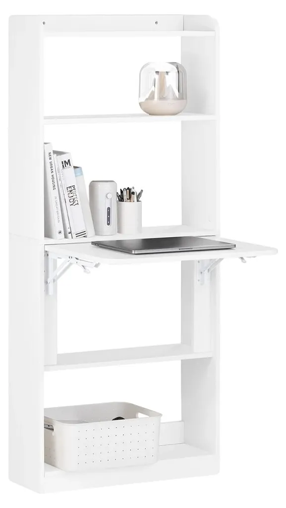 Bureau pliable modèle Space avec grand rangement blanc épuré