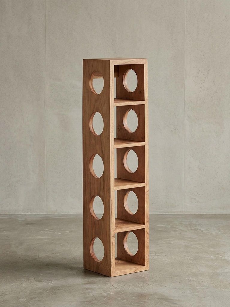 Weinregal MUMBAI Massiv-Holz Akazie Flaschen-Regal Wandmontage für 5 Flaschen Holzregal modern mit Ablage 70 cm