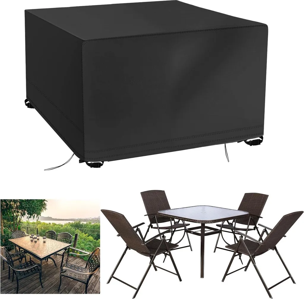 Housse de table de jardin 125x125x74 cm en tissu Oxford 420D robuste