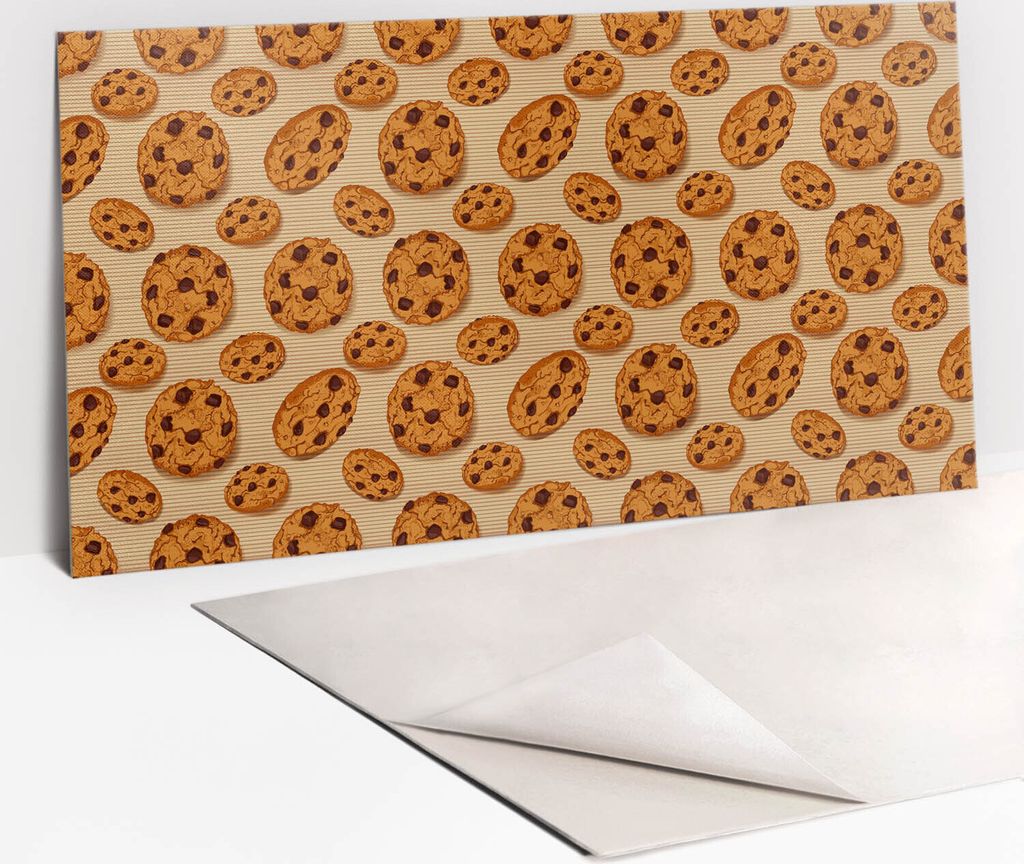 Dekorative PVC Wandpaneele - Küchenpaneele Rückwand hart Innenwand - 100 x 50 - Braune Kekse