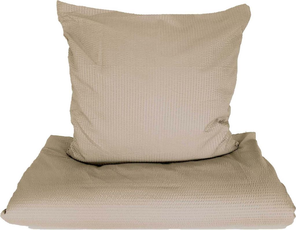 Mikrofaser Seersucker Bettwäsche Uni 135x200 80x80 beige: Produktbild 