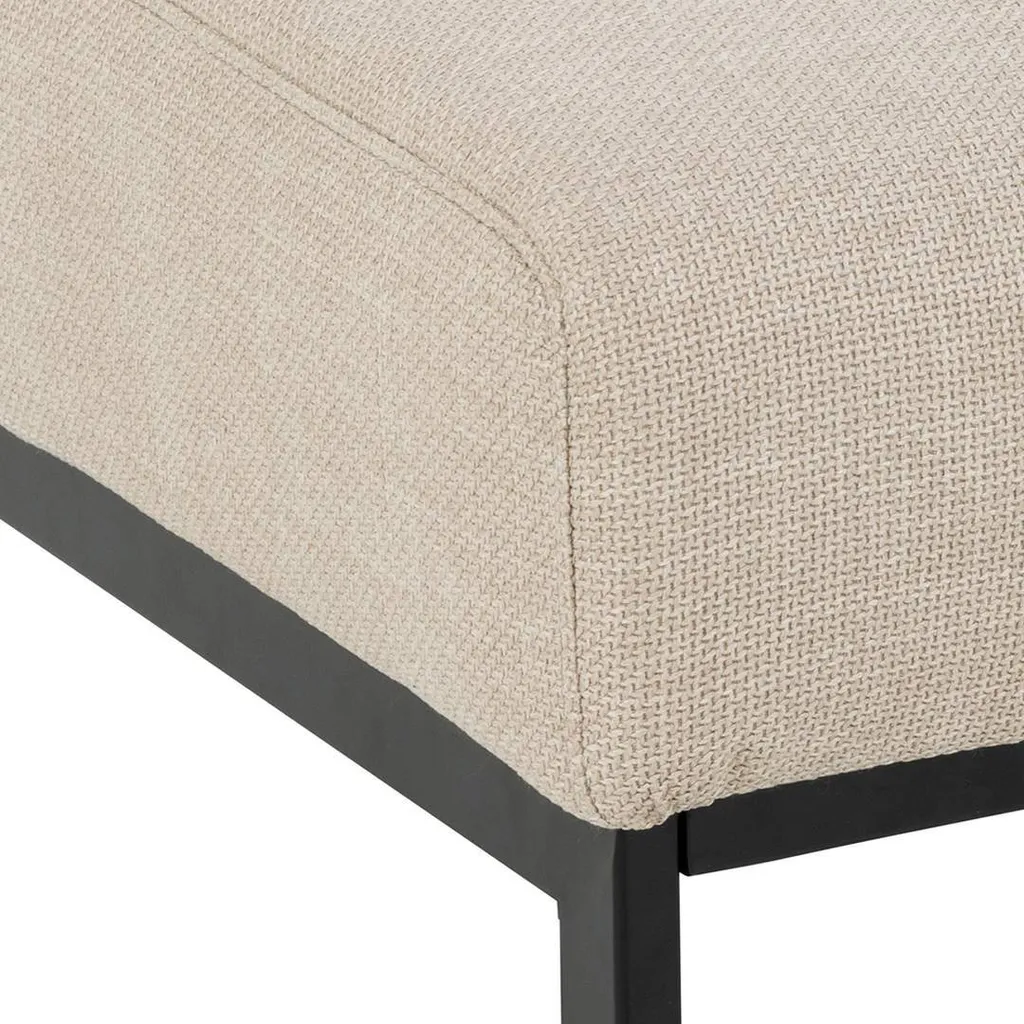 Siège d'appoint pouf beige Caix confortable avec structure en bois massif