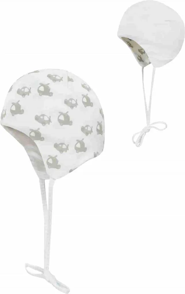 Döll Cappellino Neonato Reversibile Elicottero - Cotone Bio Bianco