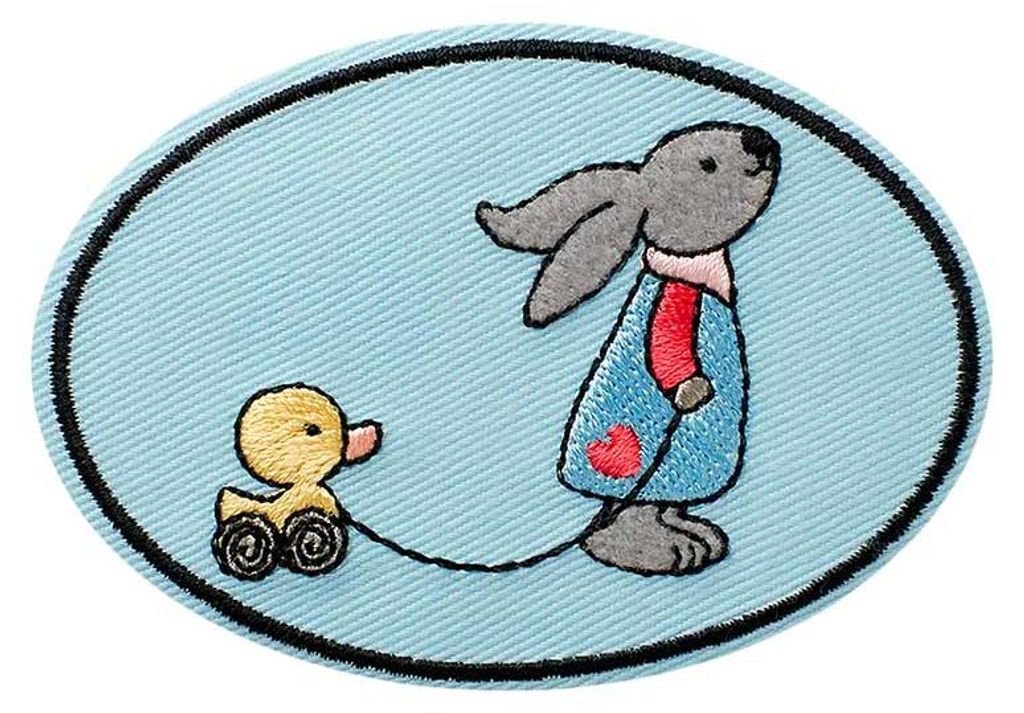 Hase Mit Ente Tier - Aufnäher, Bügelbild, Aufbügler, Produktbild 