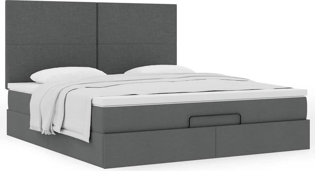 Schlichtes Bettgestell - CLORIS - Ottoman-Bett mit Matratze Dunkelgrau 180x200 cm Stoff - Klassische Betten Design 2024 4826