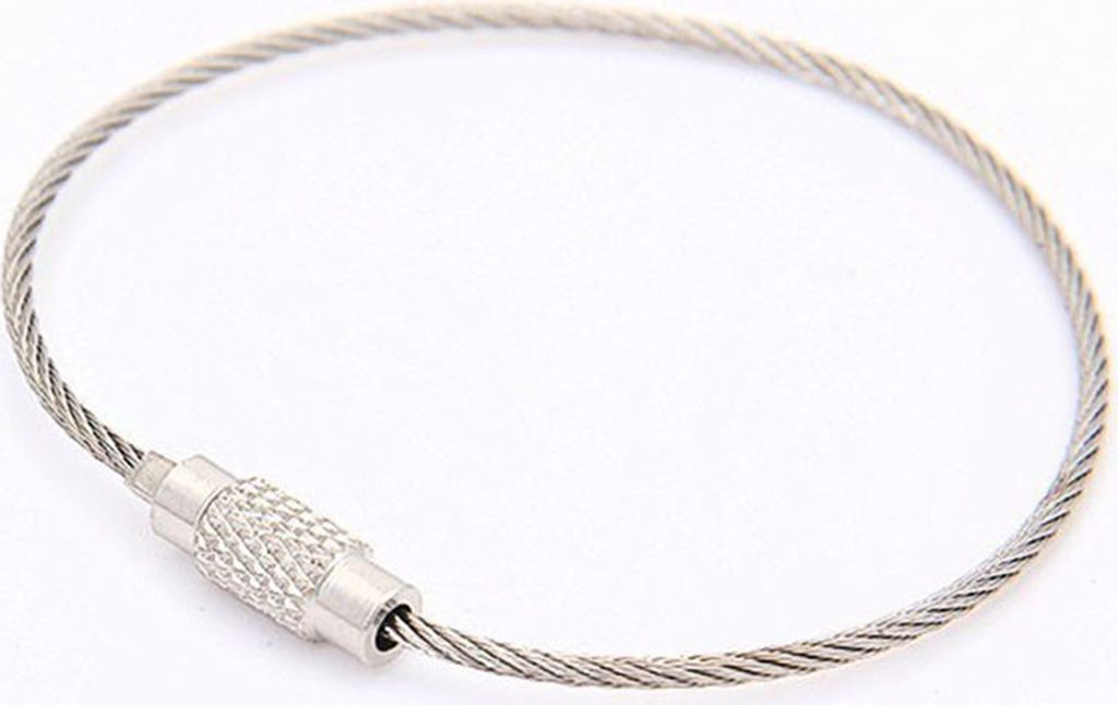 Robuster Edelstahl-Schlüsselanhänger mit Schraubverriegelung, Seil, Schlüsselhalter, Organizer-2.0mm x 300mm