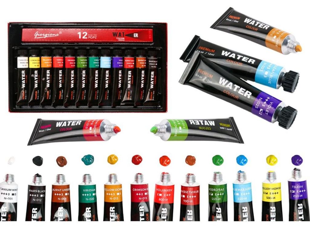 Leantoys Acrylfarben-Set in Tube 12 Farben
