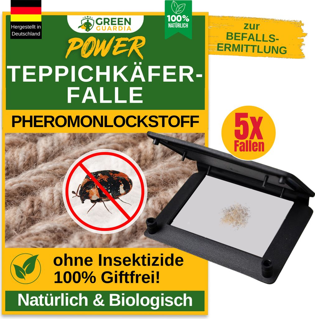 Teppichkäfer Falle mit Pheromonlockstoff, 5x Fallen, Produktbild 