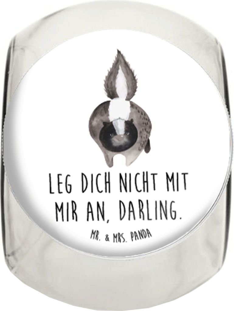 Mr. & Mrs. Panda Teedose Stinktier Angriff L 870ml - Weiß - Geschenk, Raubtier, glasbehälter, Skunk, Wildtier, Drohung, Bonboniere, Stinker, keks...