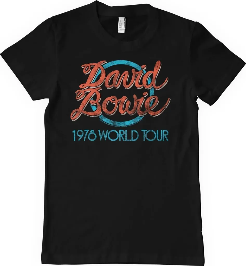 T-shirt Rock David Bowie 1978 World Tour Noir Vintage en Taille L