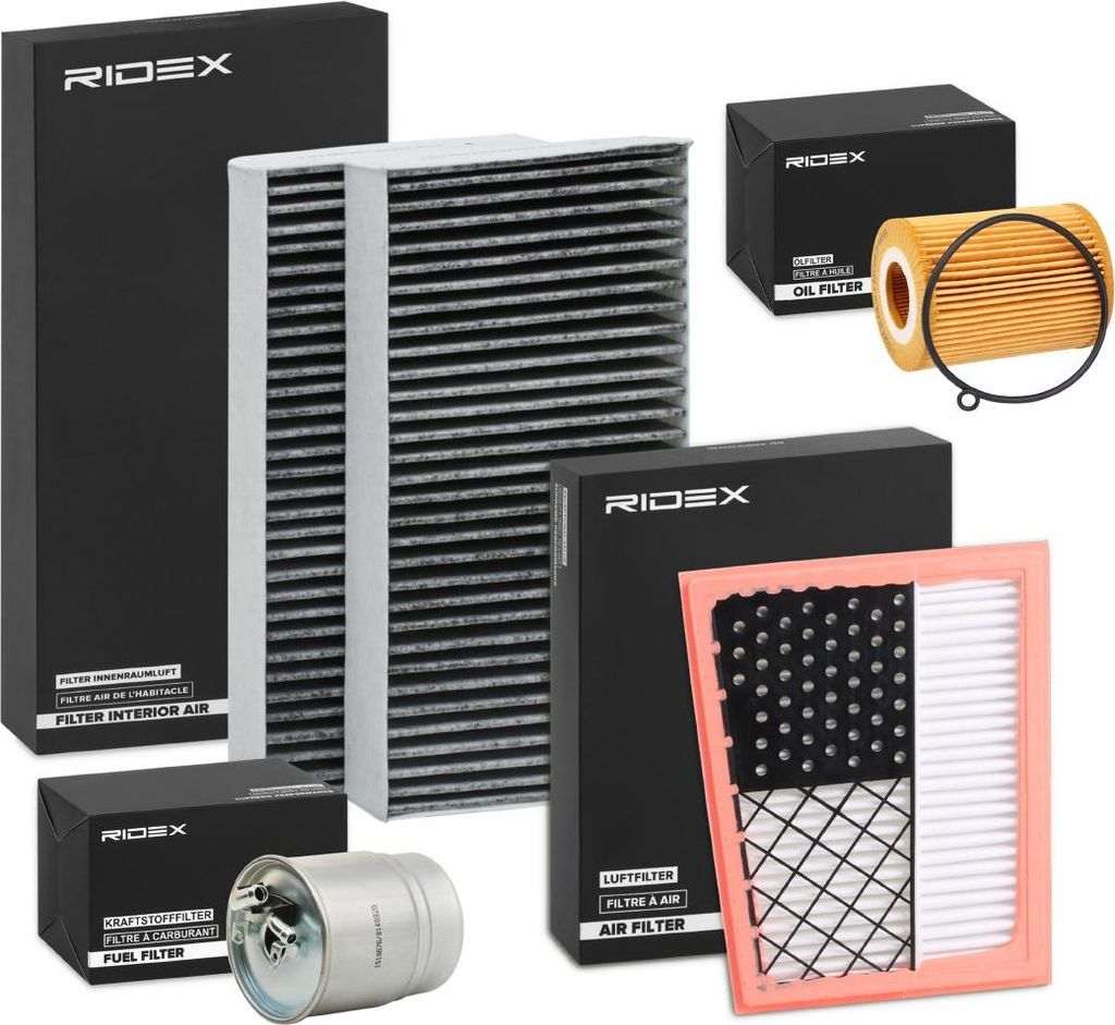 RIDEX Filterset Inspektionspaket Filtersatz passend für MERCEDES-BENZ M-Klasse (W164) S-Klasse Limousine (W221) R-Klasse (W251, V251) GL (X164)