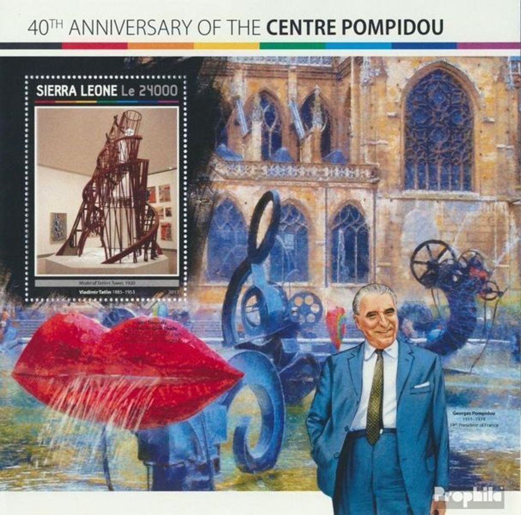 Briefmarken Sierra Leone 2017 Mi Block 1152 (kompl. Ausg.) postfrisch Centre Pompidou