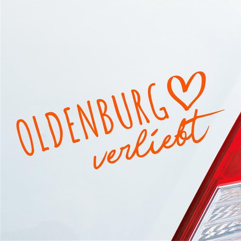Auto Aufkleber Oldenburg verliebt Herz Stadt Heimat Liebe Car 19x6 cm Orange Sticker Heckscheibenaufkleber