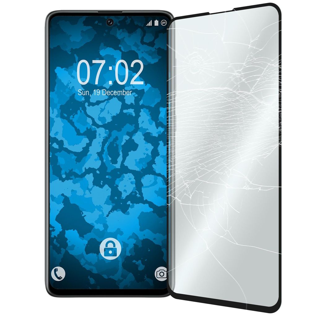1er-Pack PhoneNatic Glas-Folie klar full-screen schwarz kompatibel mit Samsung Galaxy A71 - Panzerglas für Galaxy A71