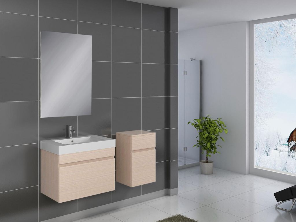Refurbished Möbelretoure Badmöbel 3tlg Set Softclose Sonomaeiche Parma 70 cm