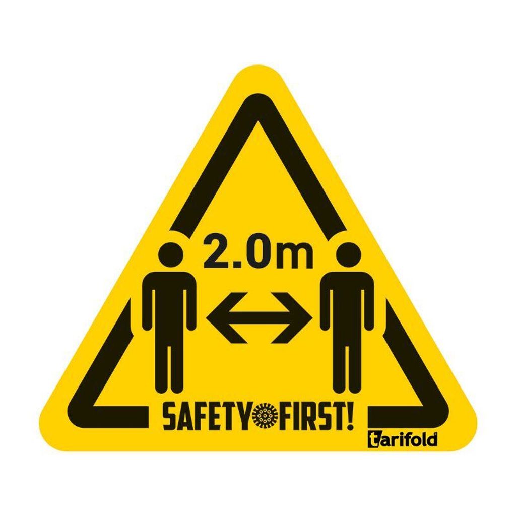 Tarifold T197854 Warnaufkleber "Bitte 2 m Abstand halten" - 150 x 170 mm, gelb-schwarz