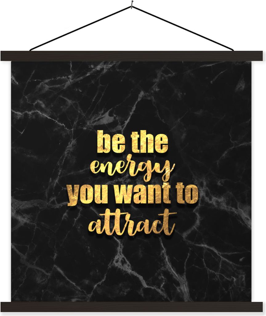 MuchoWow Textilposter Zitate - Energie - Gold - Marmor 40x40 cm mit schwarzem Rahmen - Fotos