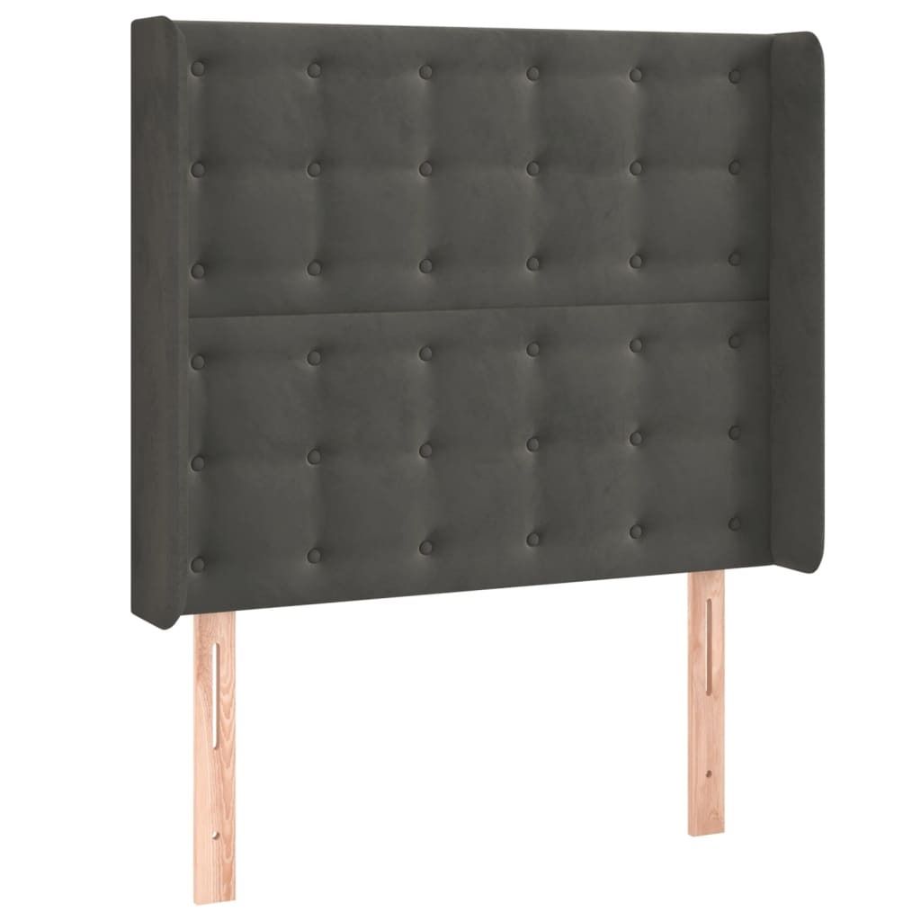 vidaXL Kopfteil mit Ohren Dunkelgrau 83x16x118/128 cm Samt