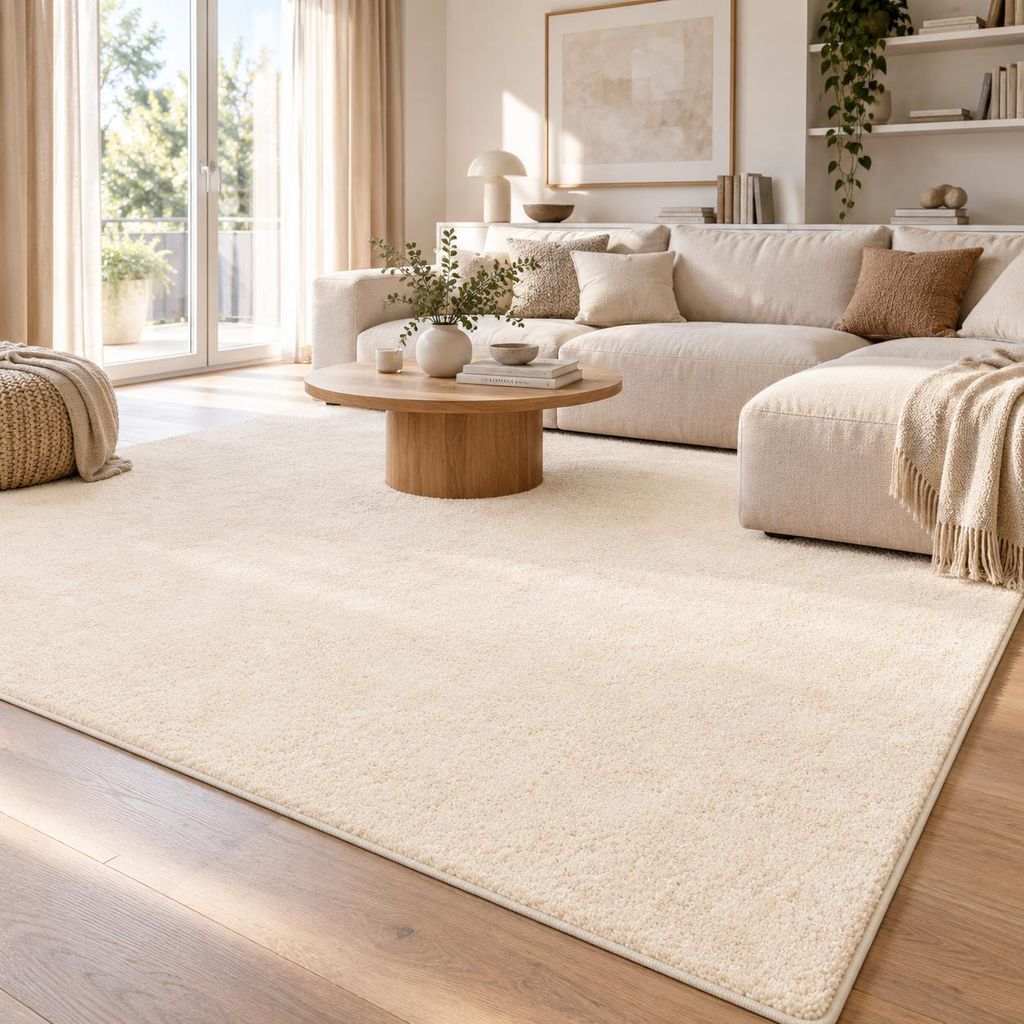 Hochflor Velours Teppich Mona Creme, Größe:200x300 cm Produktbild 